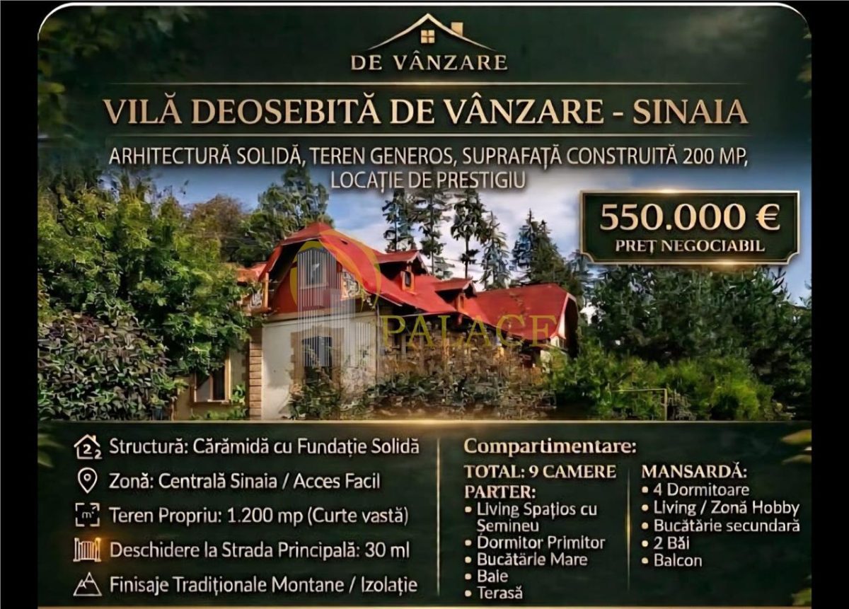 Oportunitate de investitie | Vila superba de vanzare| Ultra-Central Sinaia| - 