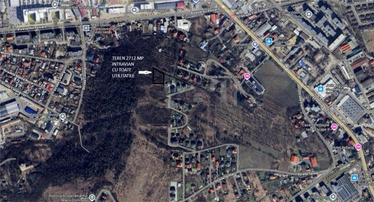 Bucium Aleea Fermei  TEREN 2712mp panorama superba, utilitati si PUZ realizat - Iasi