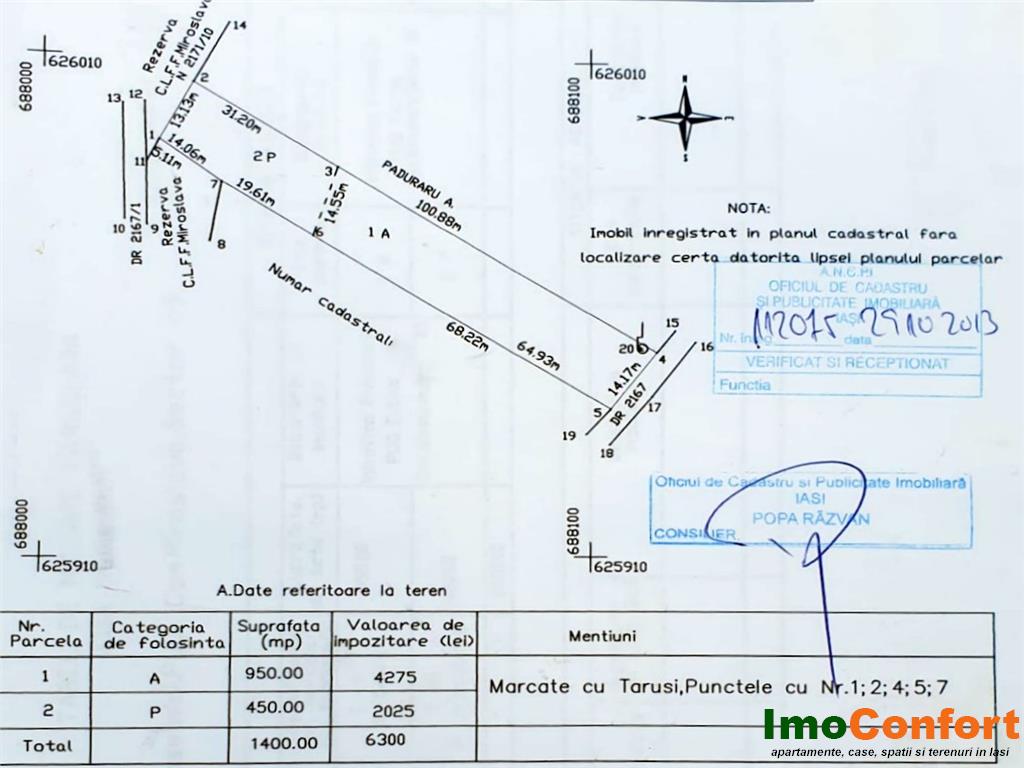 20E pe mp! 1400mp in Proselnici, execelent amplasat, cu utilitati - Miroslava