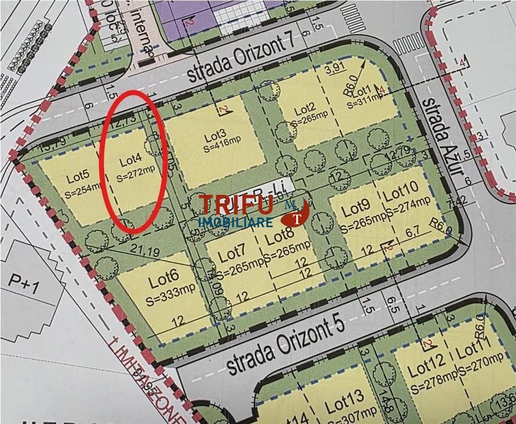 Teren intravilan cu utilitati 272 mp zona Orizont - 