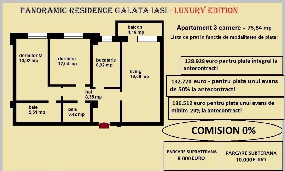Apartament 3 camere de vanzare in Iasi, Galata, 75,84 mp, bloc nou - foto 2
