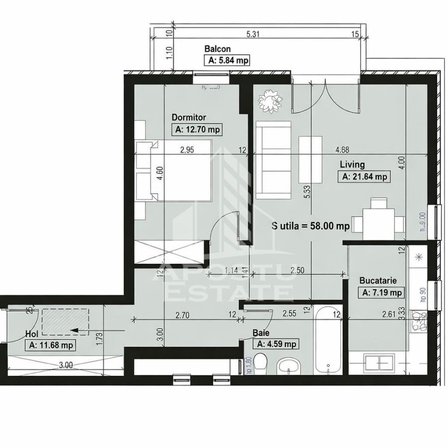 Apartament 2 camere de vanzare, bloc nou, pod, Aradului, Timisoara - foto 12