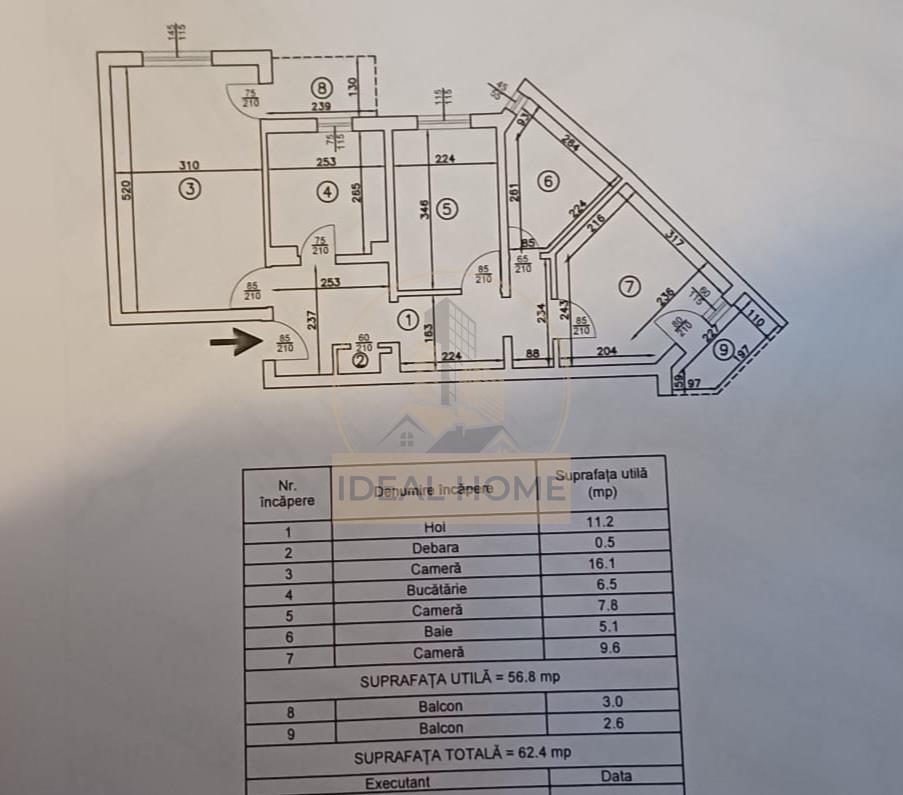 Apartament cu 3 camere - renovat de la placa - incalzire in pardoseala - foto 2