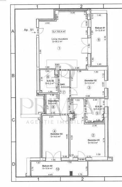 TORONTAL - PENTHOUSE - LIFT - 4 CAMERE - 2 BAI - 2 BALCOANE - INCALZIRE PARDOSEALA - PARCARE SUBTERANA - foto 12