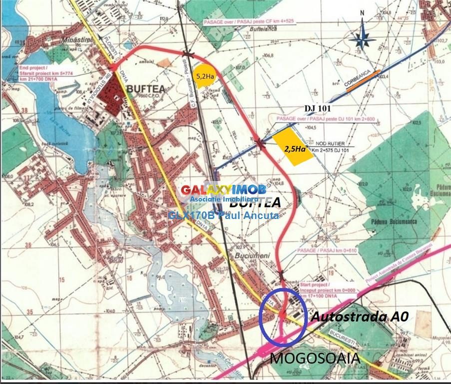 Teren 25000 mp la sosea Buftea Corbeanca utilitati zona Mixta - foto 6