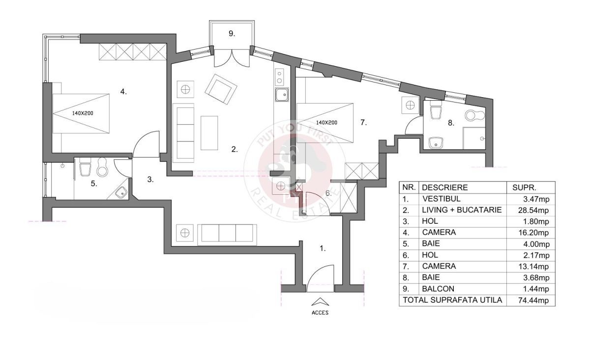 Metrou Romana | 3 Camere | 75mp | Decomandat | B12255 - foto 7