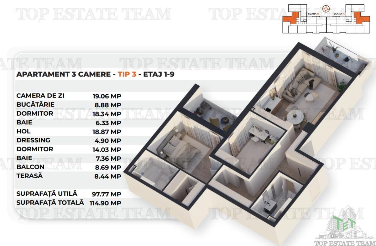 Apartament de 3 camere etajele 1-9 in apropiere de Antiaeriana - foto 2