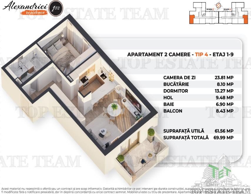 Apartament 2 Camere, Balcon Spatios, Rahova - foto 7