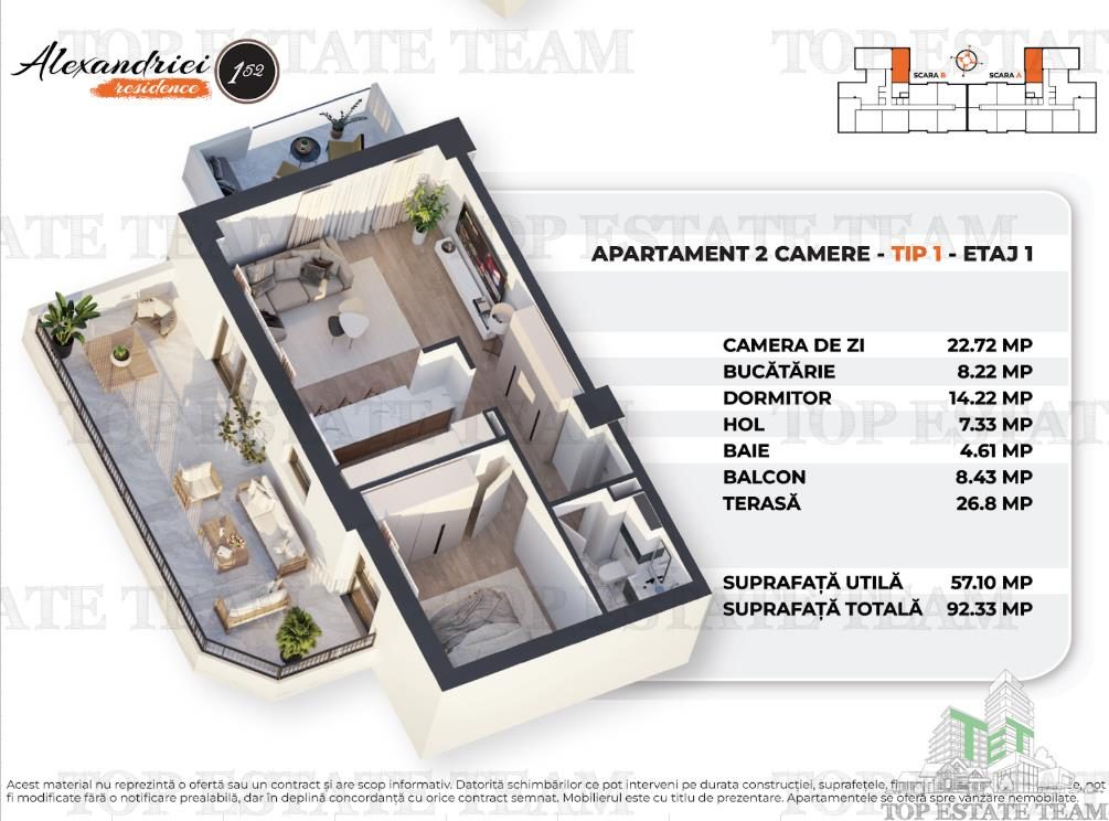 Apartament nou cu terasa de 26mp, 2 Camere, Rahova - foto 7