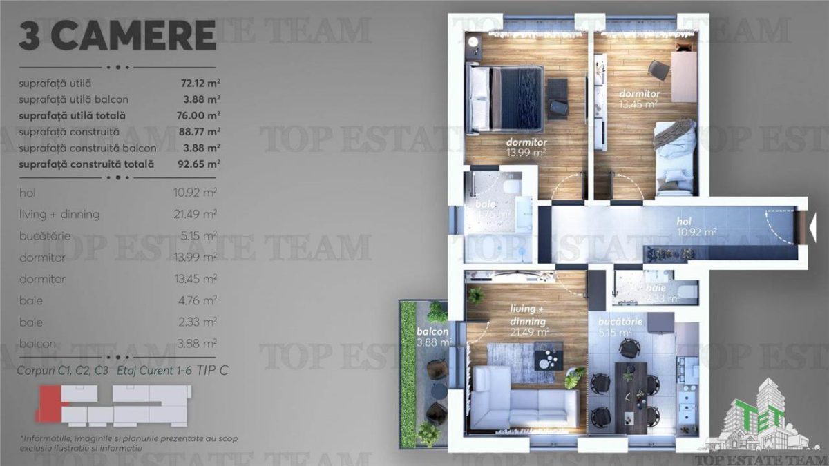 Apartament 3 camere spatios zona Timisoara - ultima unitate - foto 2