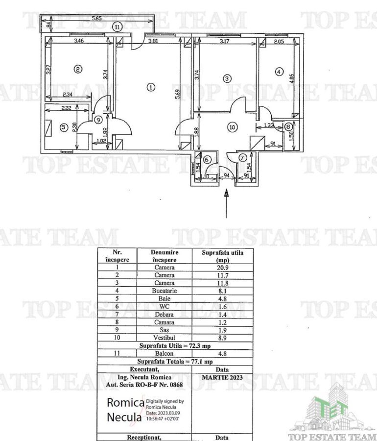 Vanzare apartament 3,camere, etaj 1, piata 1 Mai - foto 10