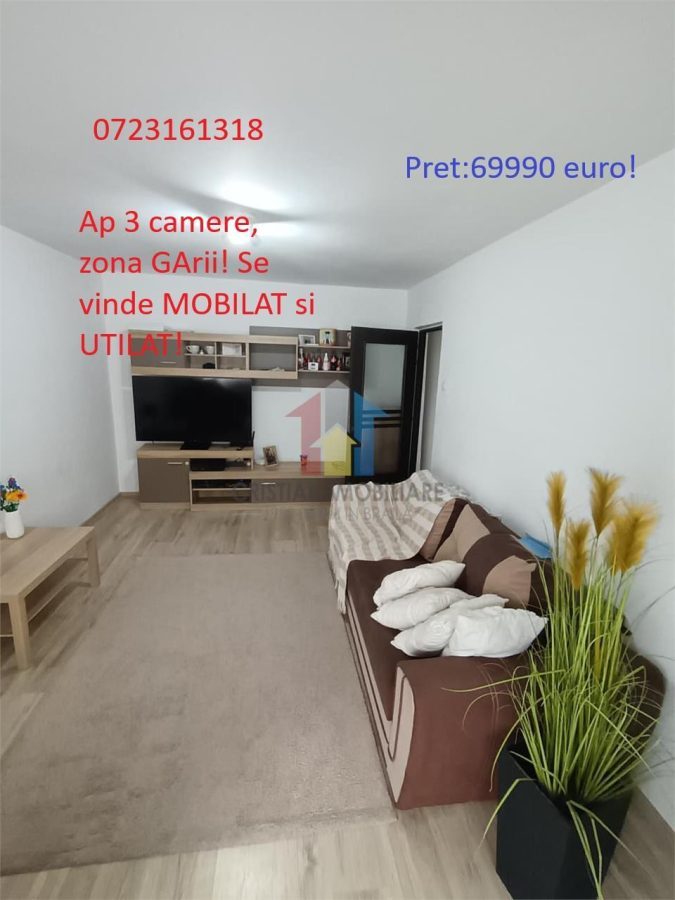 Mobilat si Utilat! Ap 3 camere, zona Garii, SPATIOS - Braila