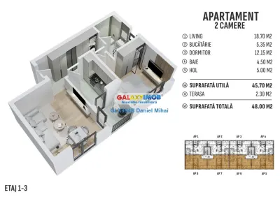 Apartament 2 cam-Bucatarie inchisa-Incalzire pardoseala-Prel. Ghencea - foto 8