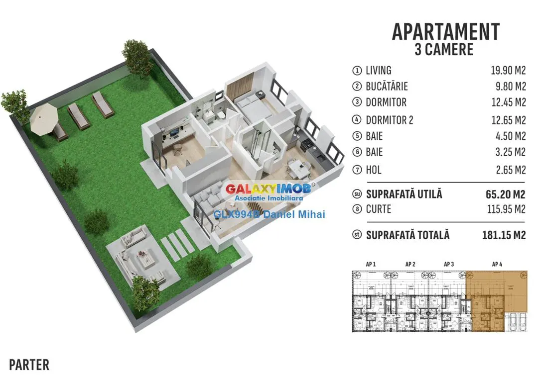 Apartament 3 camere/2bai/Curte 116mp-Prelungirea Ghencea - foto 1