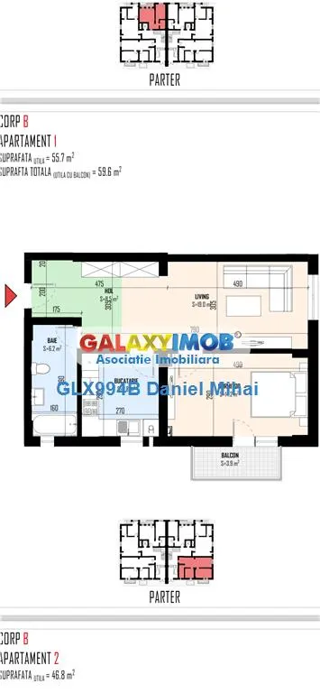 Apartament 2 camere 50mp si gradina 40mp-Cristalului-Safirului - foto 5
