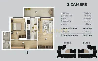 Apartament 2 camere | decomandat | 59 mp - Metrou - foto 6