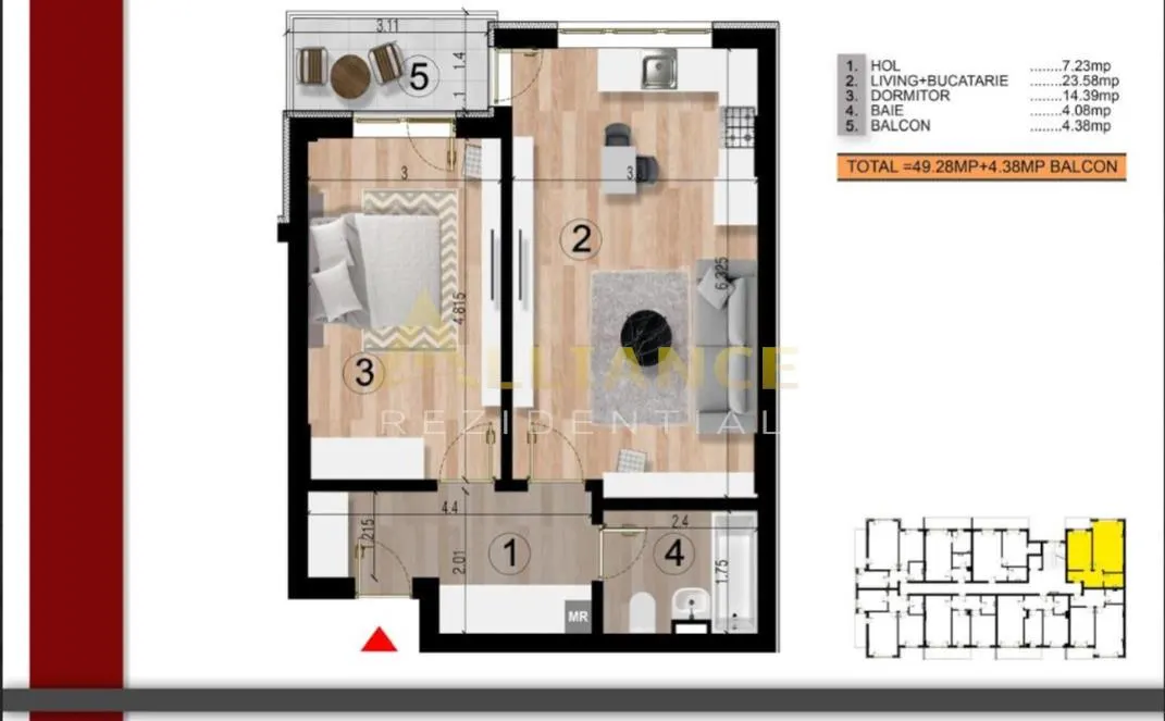 Apartament Tip Studio metrou Dimitrie Leonida - foto 9