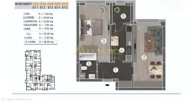 Grand Arena Ap. 2 camere decomandat 58 mp - foto 12