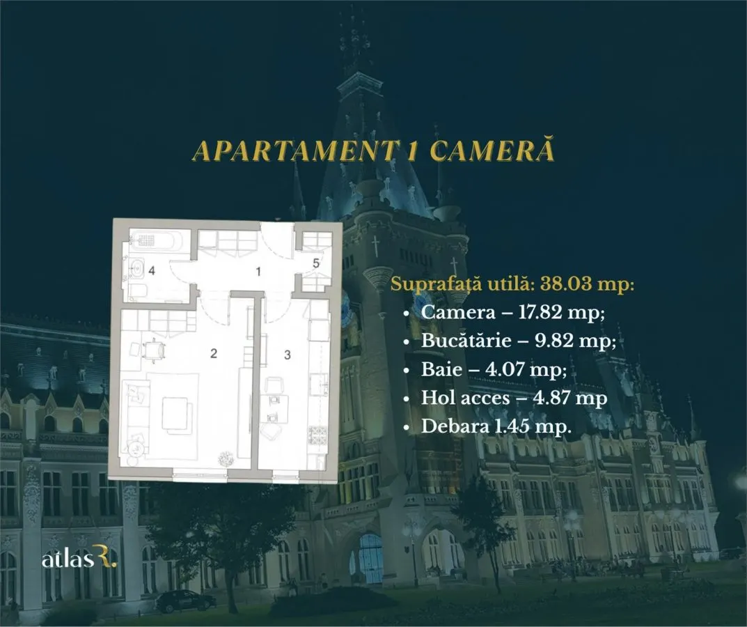 Apartament 1 camera  | Ultracentral  | Intabulat | 38.03 mp | 131.146 euro - foto 8