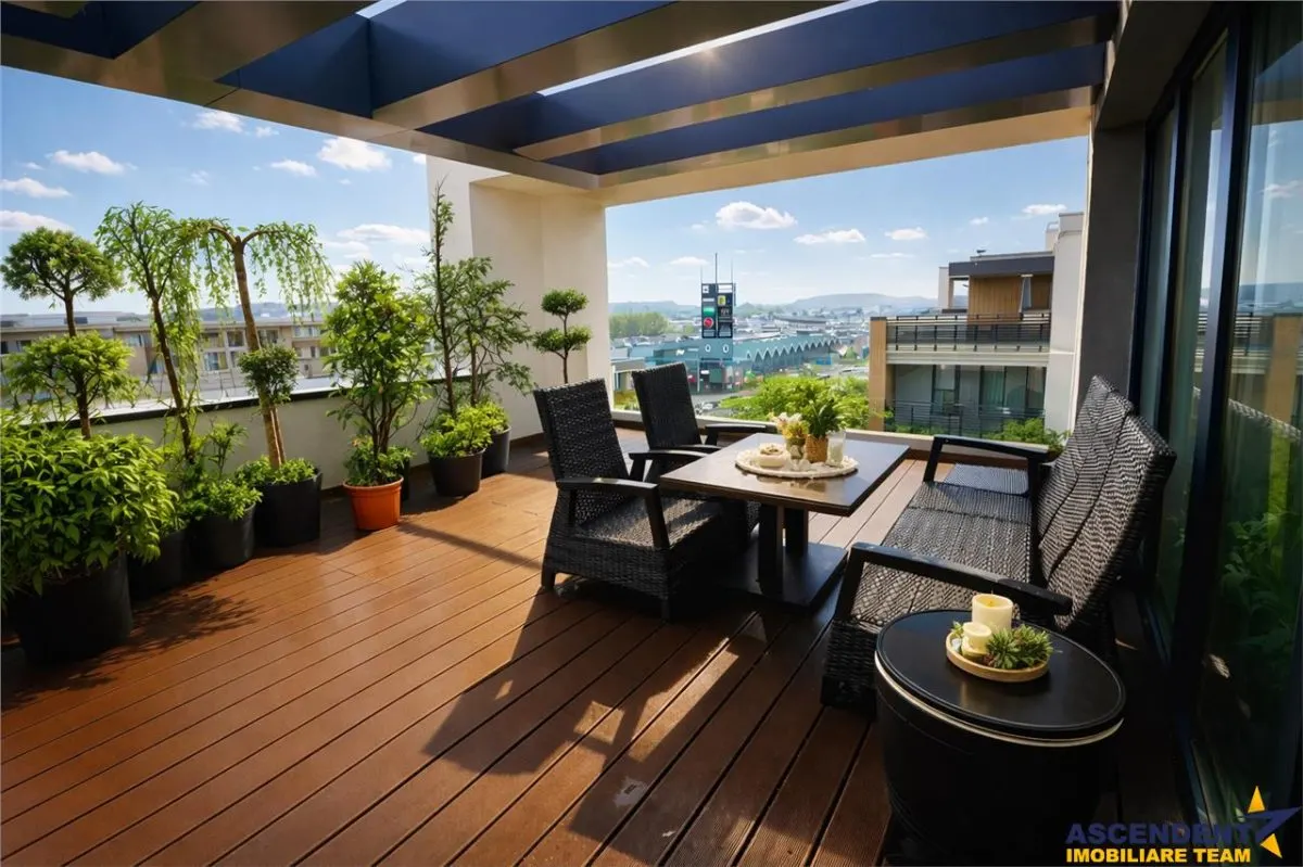 Penthouse Qualis Tractorul Brasov,terasa panoramica,3 balcoane,ales echipat - foto 9
