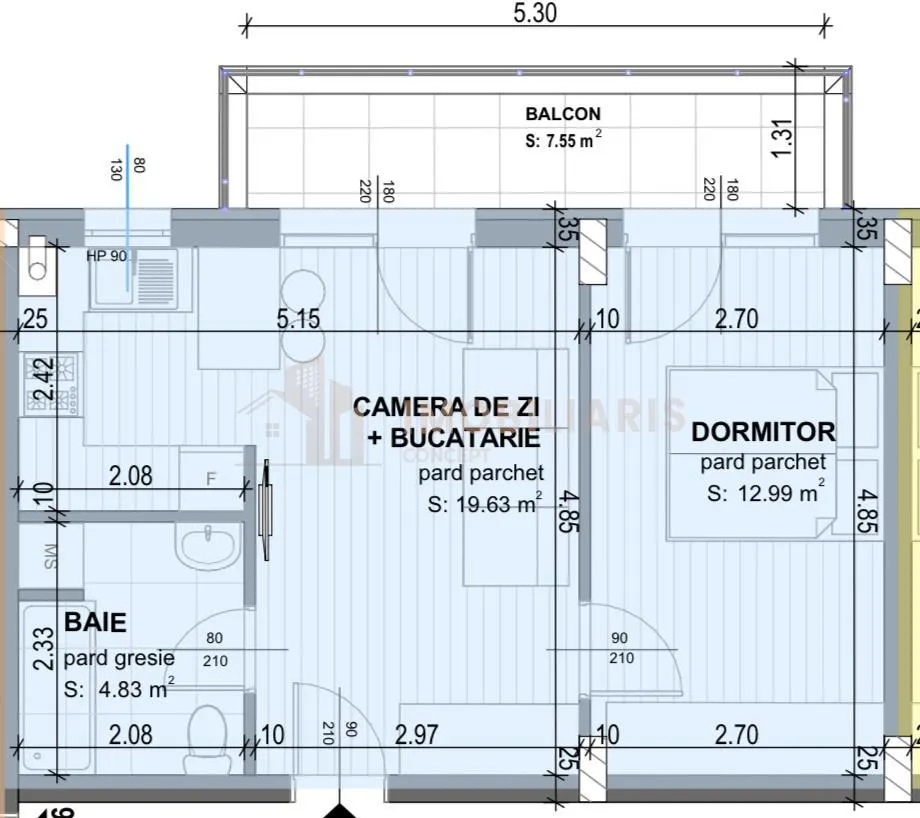 Apartament 2 camere finisat, in zona Marul de Aur, cartier rezidential - foto 11