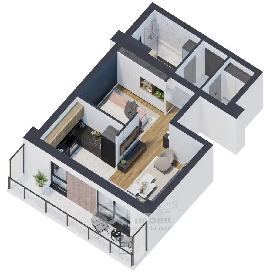 Apartament 1 camera, 46,29 mp â€“ design modern & finisaje premium | 0% comision - foto 1