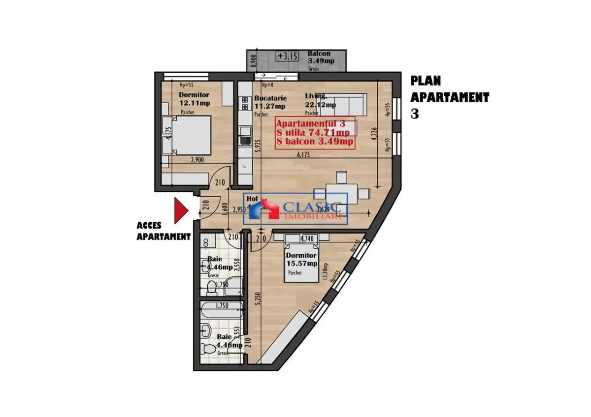 Vanzare apartament 3 camere bloc nou zona Auchan Iris, Cluj-Napoca - foto 2