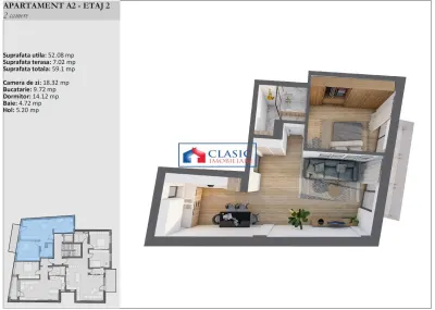 Vanzare apartament 2 camere constructie noua cu 11 apartamente, Semicentral - foto 1