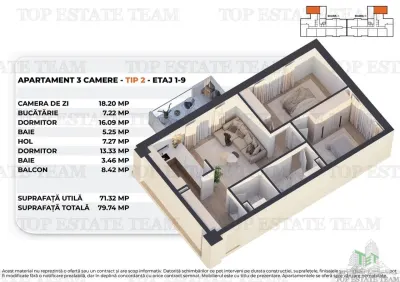 Apartament 3 camere intr-un bloc nou, modern, 71mp utili + balcon,  la 15 minute de Palatul Parlamentului. - foto 7