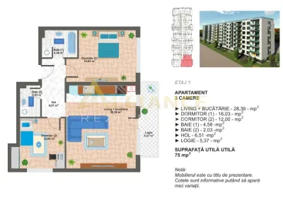 Apartament cu 3 camere - 2 bai | 75 mp | Aparatorii Patriei - foto 4