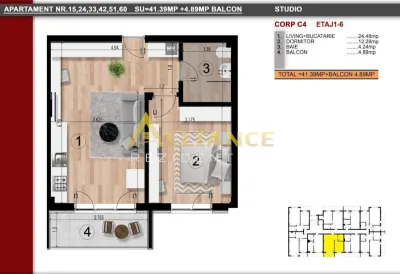 Vand apartament cu 2 camere tip studio I Metrou I 86000 ! - foto 8