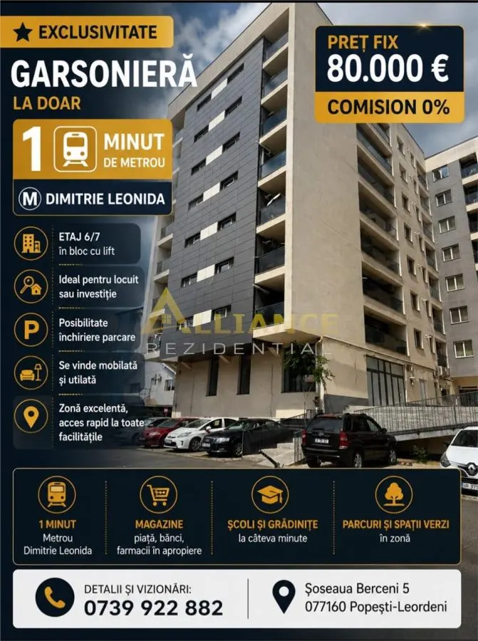 Exclusivitate Garsoniera 1 Minut Metrou Dimitrie Leonida - foto 1