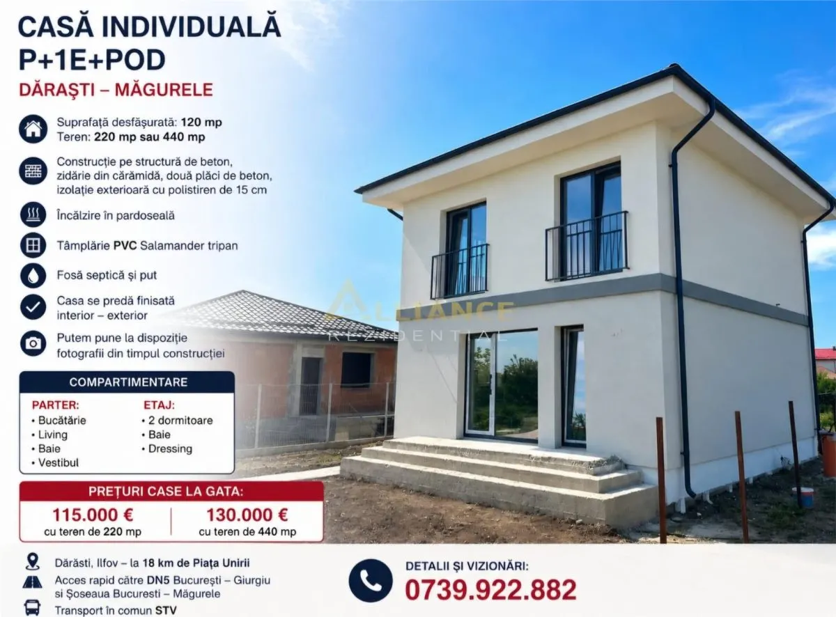 Casa Individuala Darasti Magurele 3 camere 2 bai teren 440 mp - foto 1