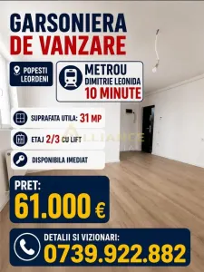 Garsoniera Metrou Dimitrie Leonida Gata de Mutare + Parcare - foto 1