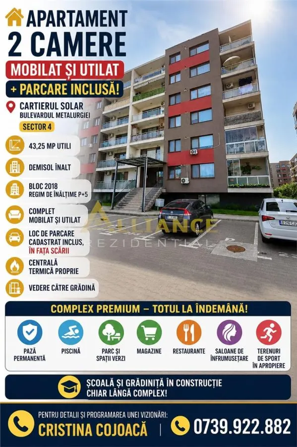 Cartierul Solar Apartament 2 camere Mobilat si Utilat + Parcare Inclusa - foto 1