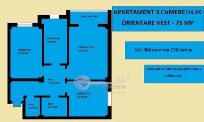 Apartament 3 camere nou de vanzare in Iasi Valea Lupului, decomandat - foto 18