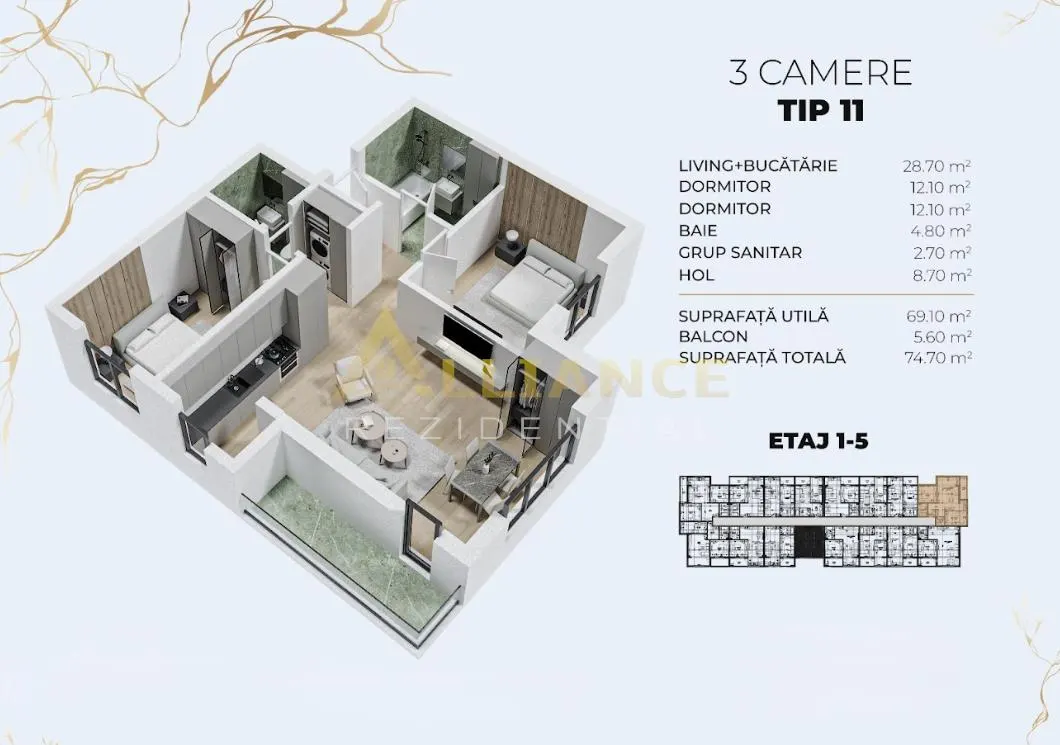 Apartament 3 camere 2 bai - Biruintei || 15 minute Metrou Berceni - foto 2