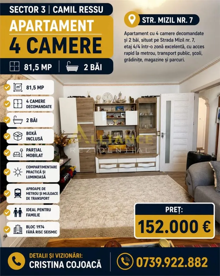 Sector 3 Apartament 4 camere 2 bai 81,5 mp - foto 1