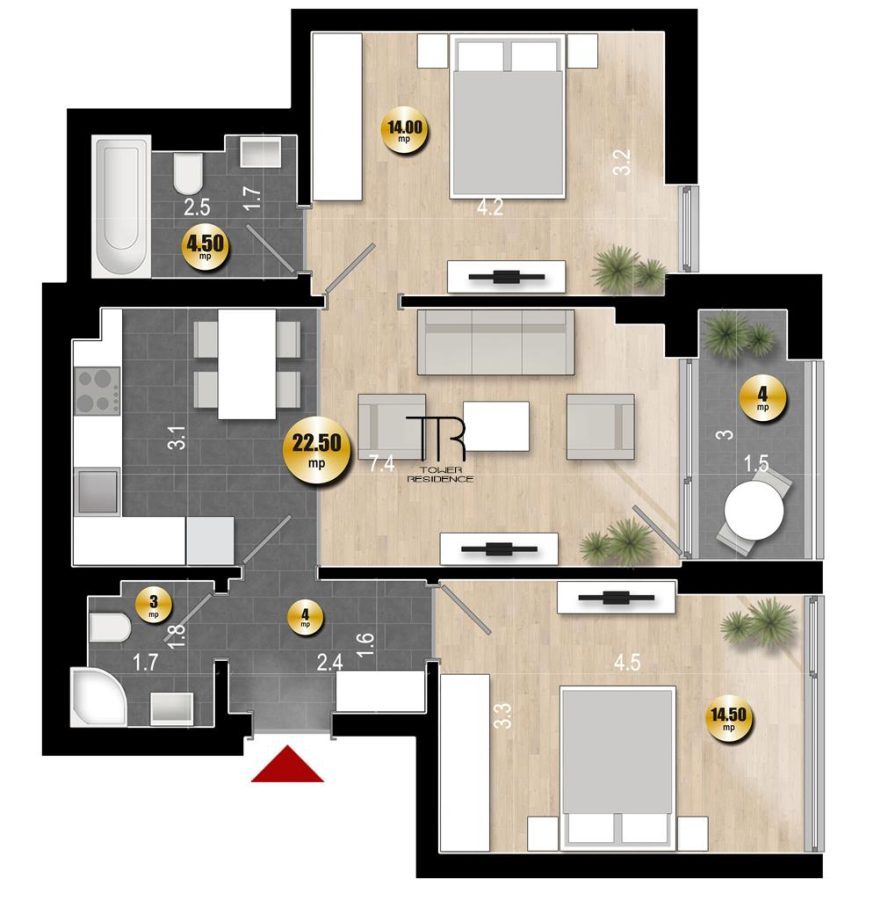 Apartament 3 Camere Incalzire in Pardoseala Ansamblu Nou Rahova - foto 5