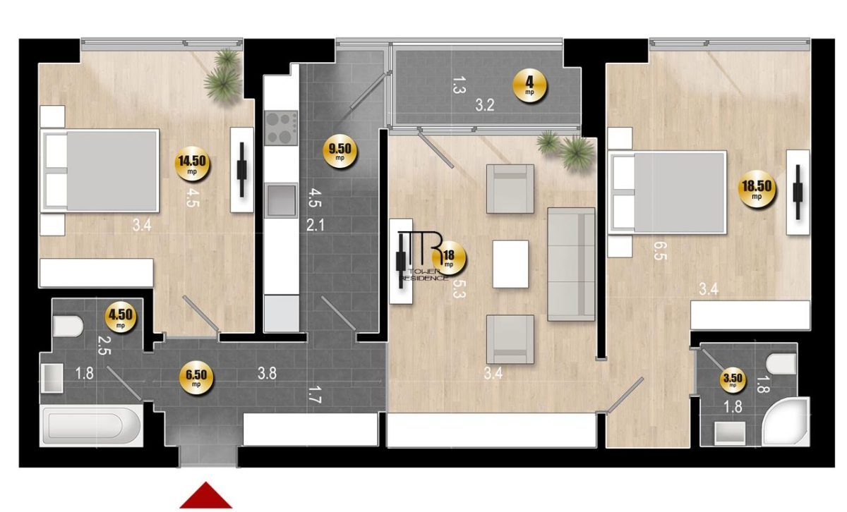 Apartament 3 Camere TIP Penthouse cu Terasa de 45mp Rahova - foto 3