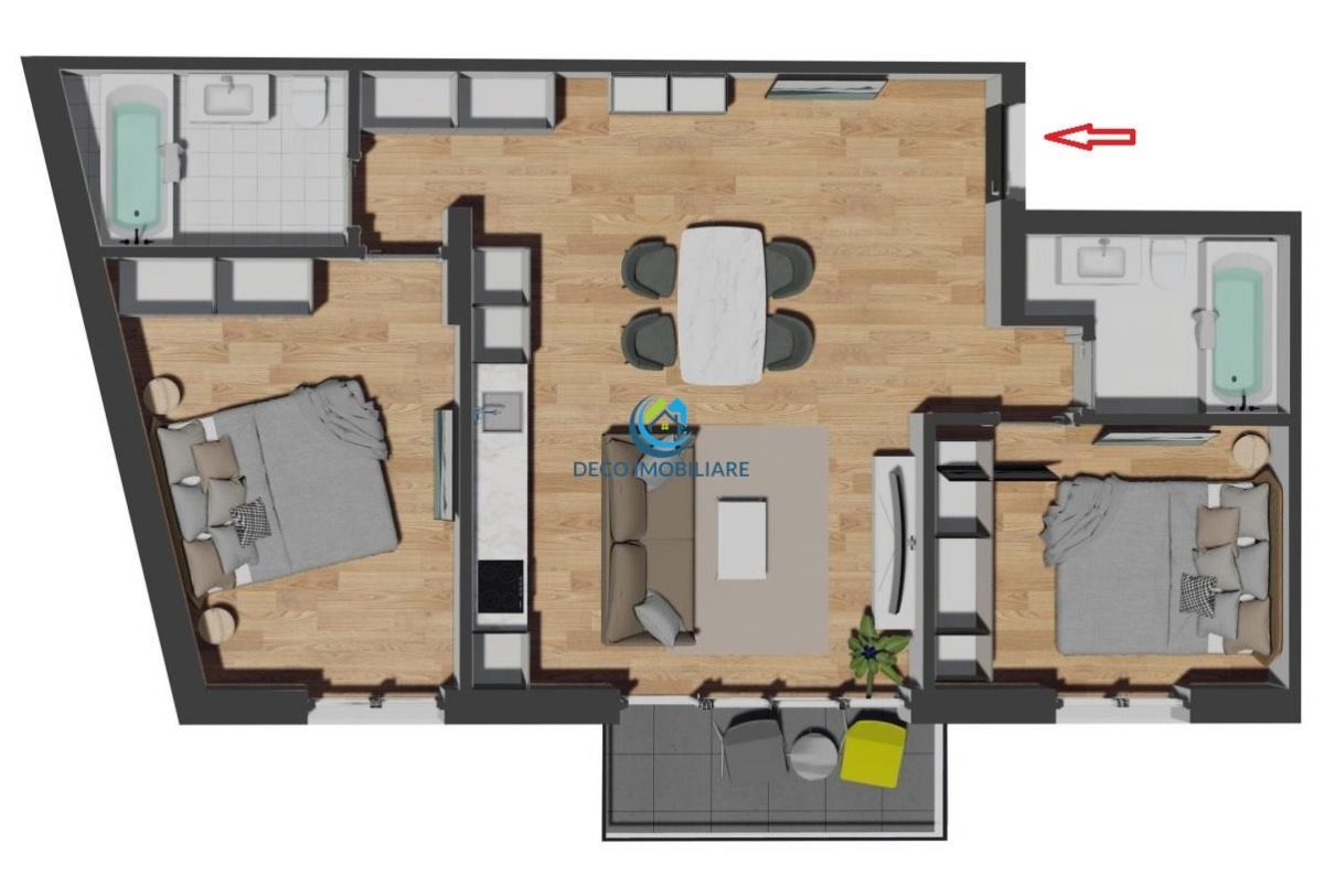 Apartament 3 camere finalizat, 69 mp cu balcon 4 mp, zona Vivo - foto 11