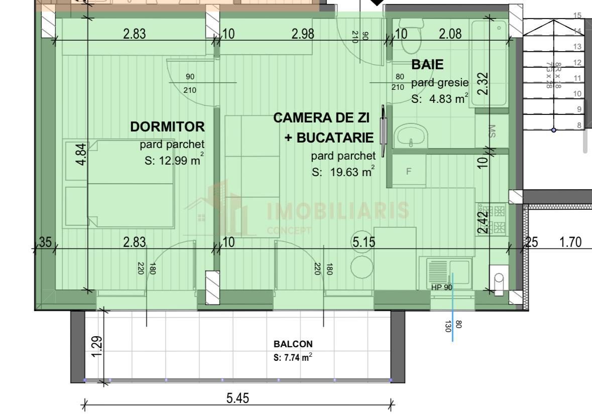 Apartament 2 camere finisat, in zona Marul de Aur, cartier rezidential - foto 7